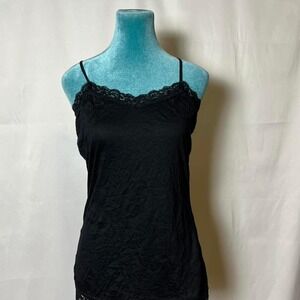 NWT Y2K Black Lace Trim Cami